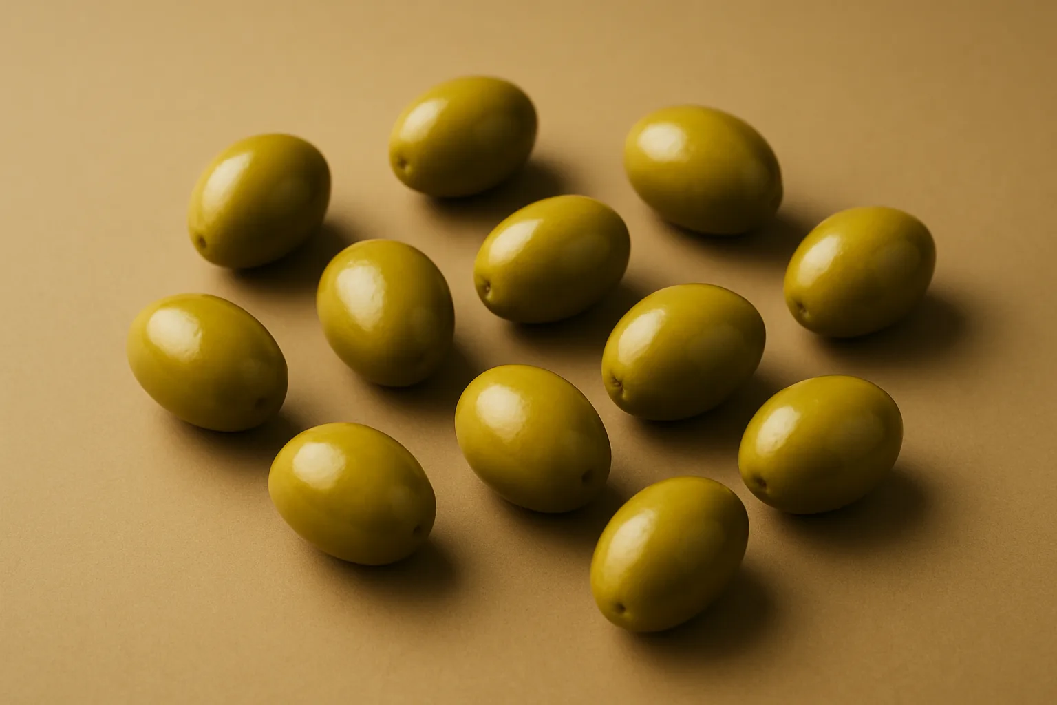 Golden-green olives arranged in a shallow dish