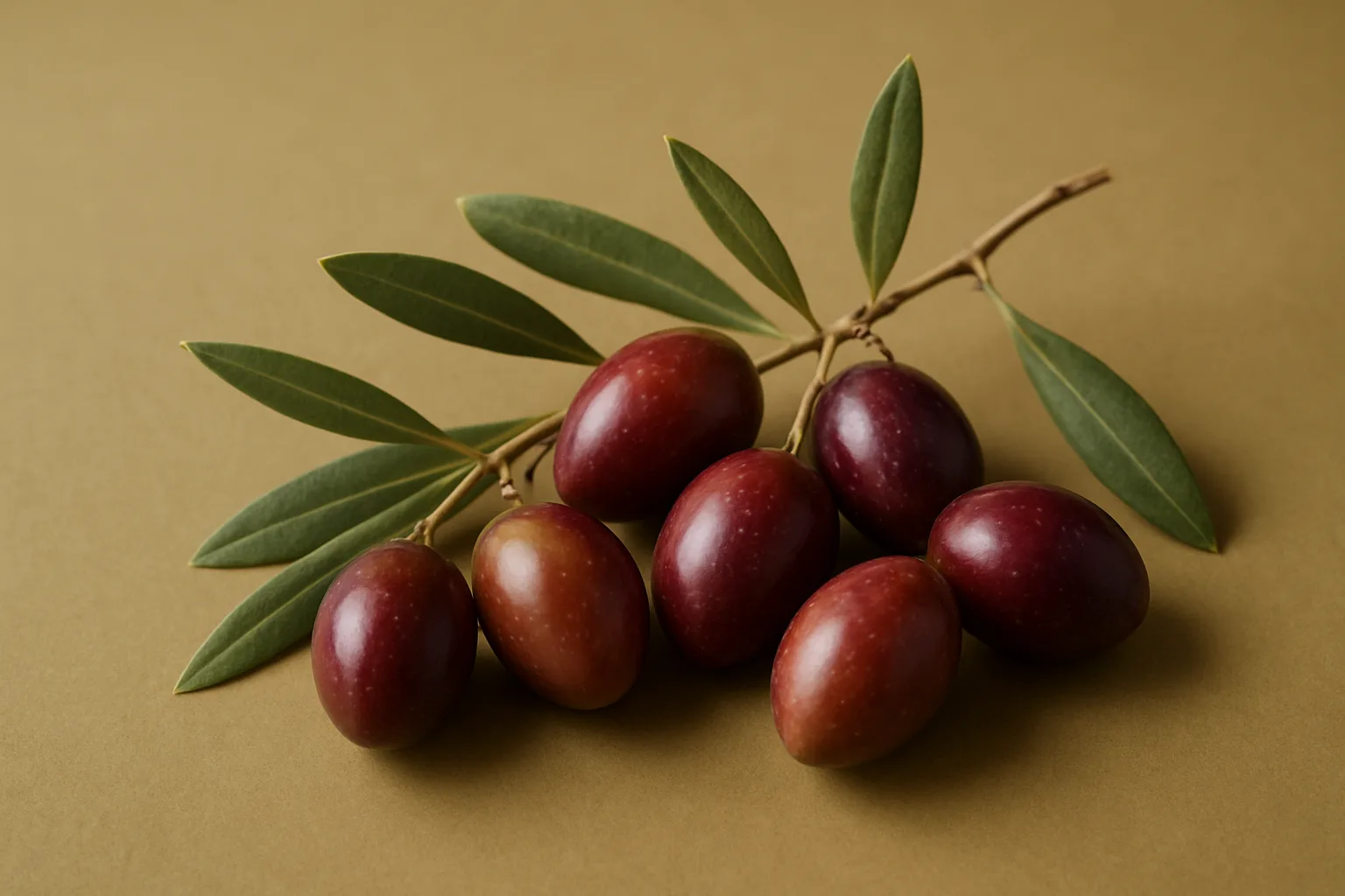 Ripe olives on a warm olive-toned background