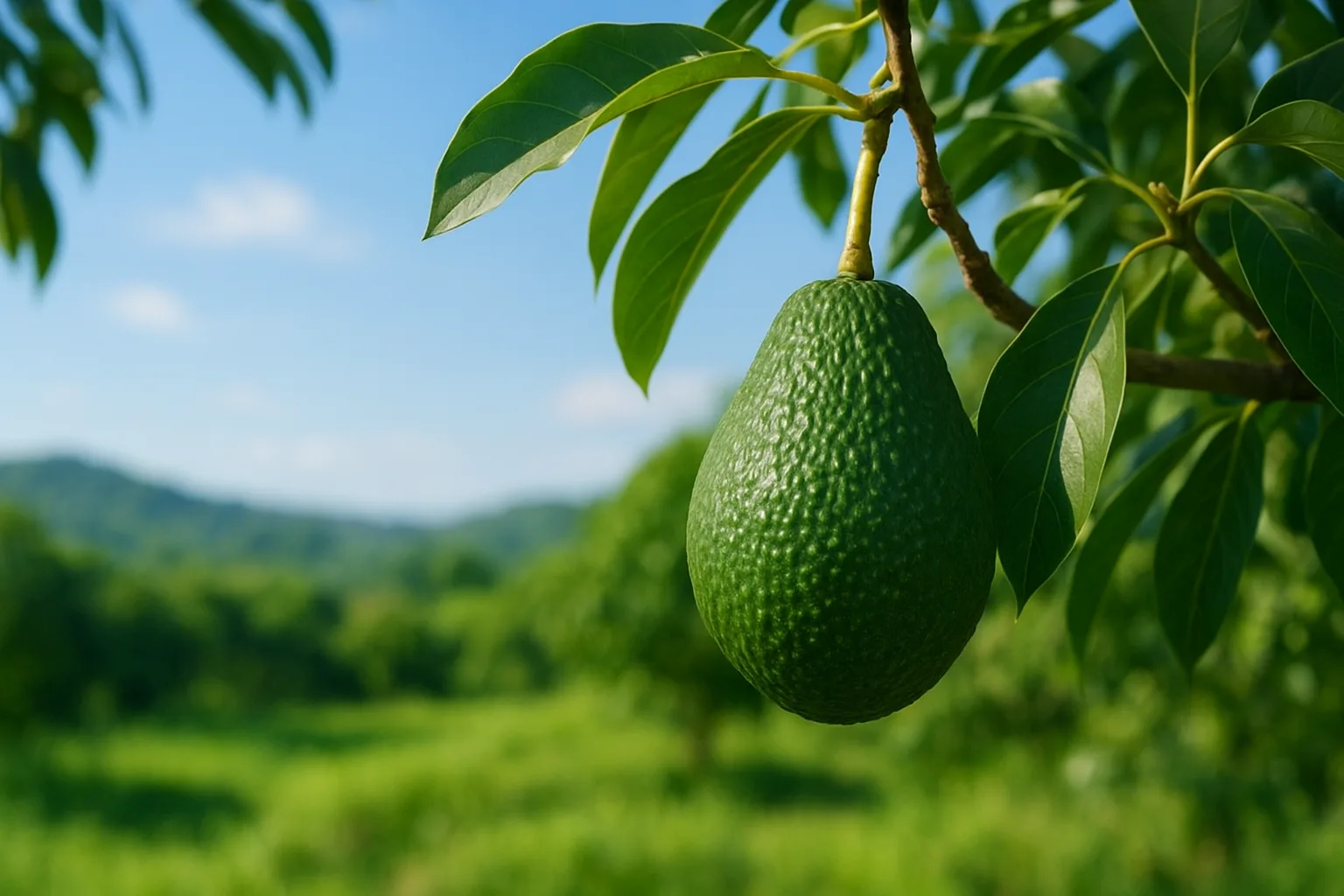 Young avocado trees in rows on a hillside
